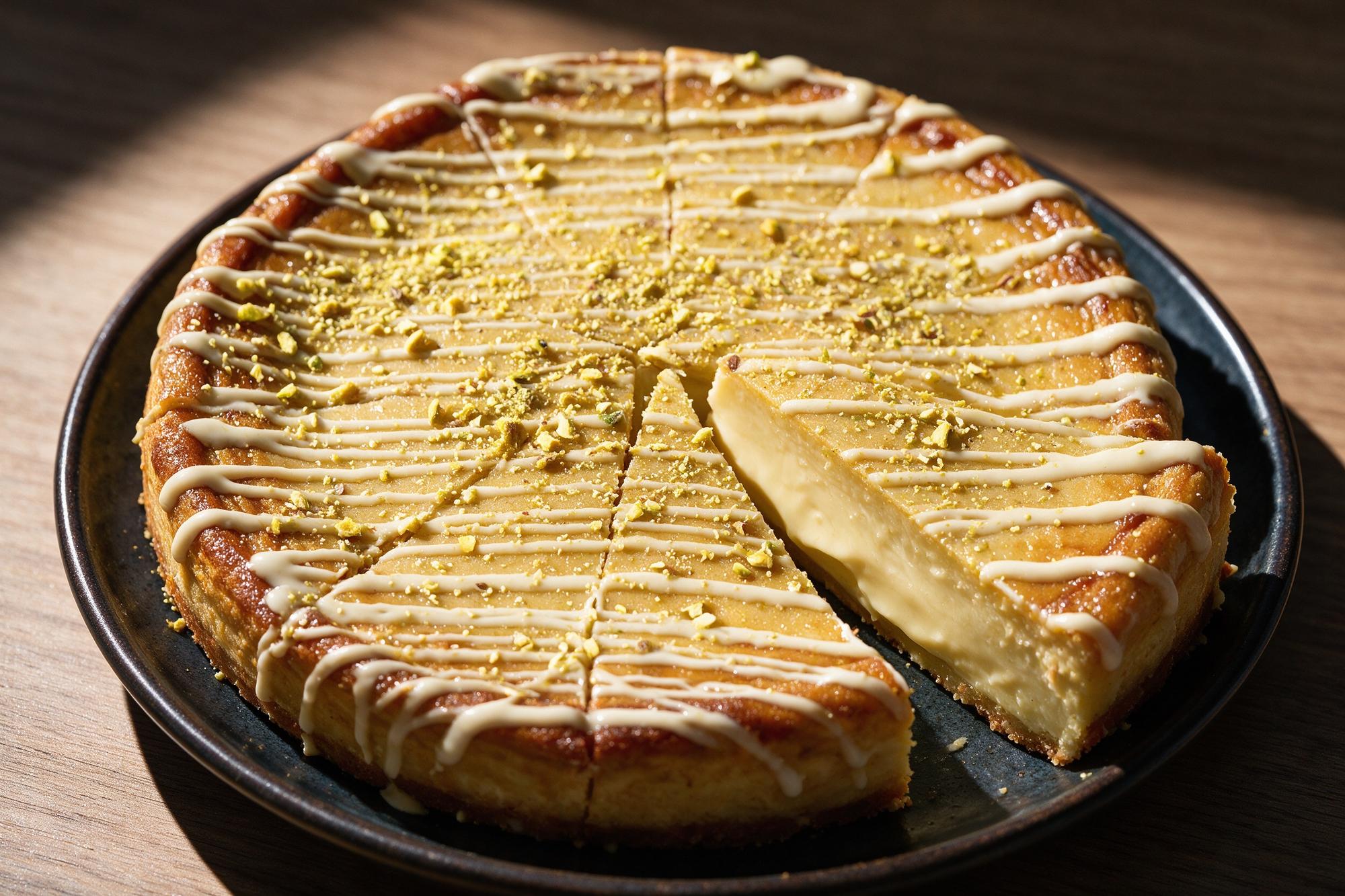 Tarta de queso de pistacho de Sala CasArte Azul